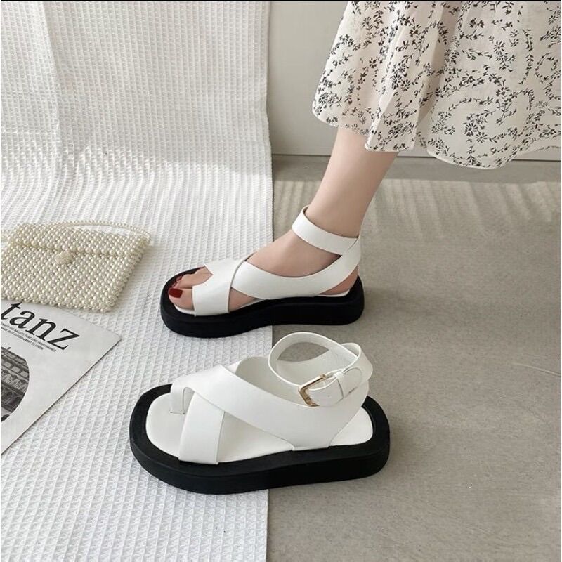 [ Ảnh thật shop chụp ] Sandan nữ đế bằng xỏ ngón quai chéo mới