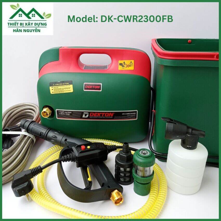 Máy rửa xe Dekton DK-CWR2300FB,có công tắc an toàn chống rò điện,công suất 2300W,máy bơm nước