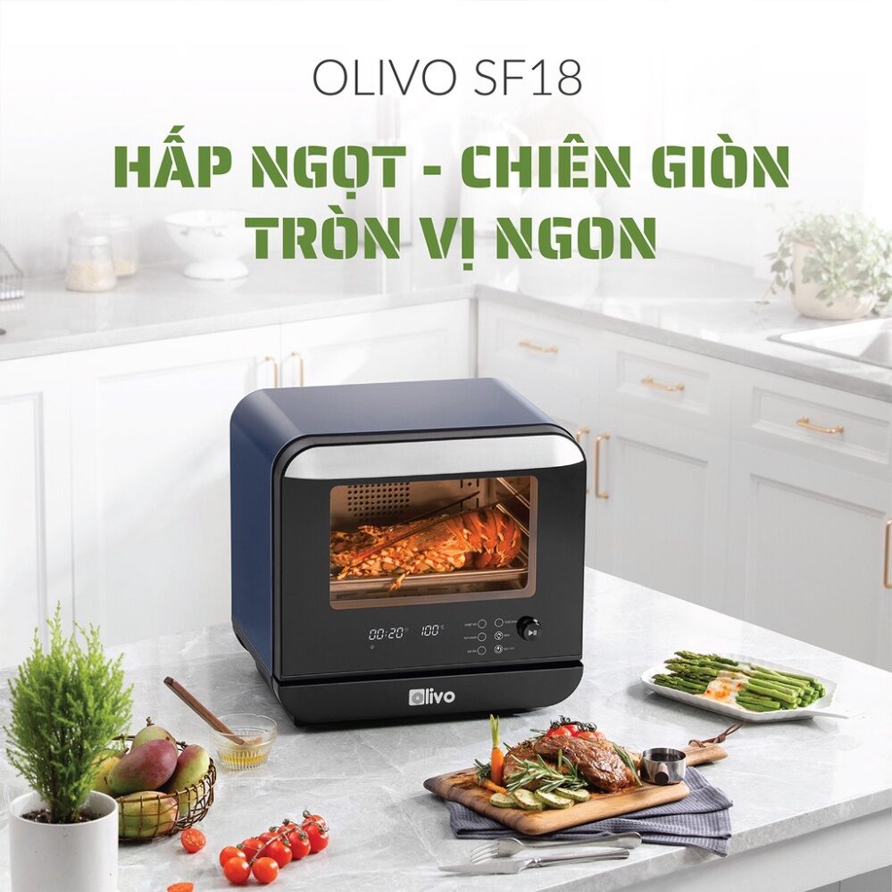 💥GIAO HỎA TỐC 💥NỒI CHIÊN HƠI NƯỚC OLIVO SF18 _50 CHỨC NĂNG _ 18L_2450W BẢO HÀNH 24 THÁNG Chính Hãng
