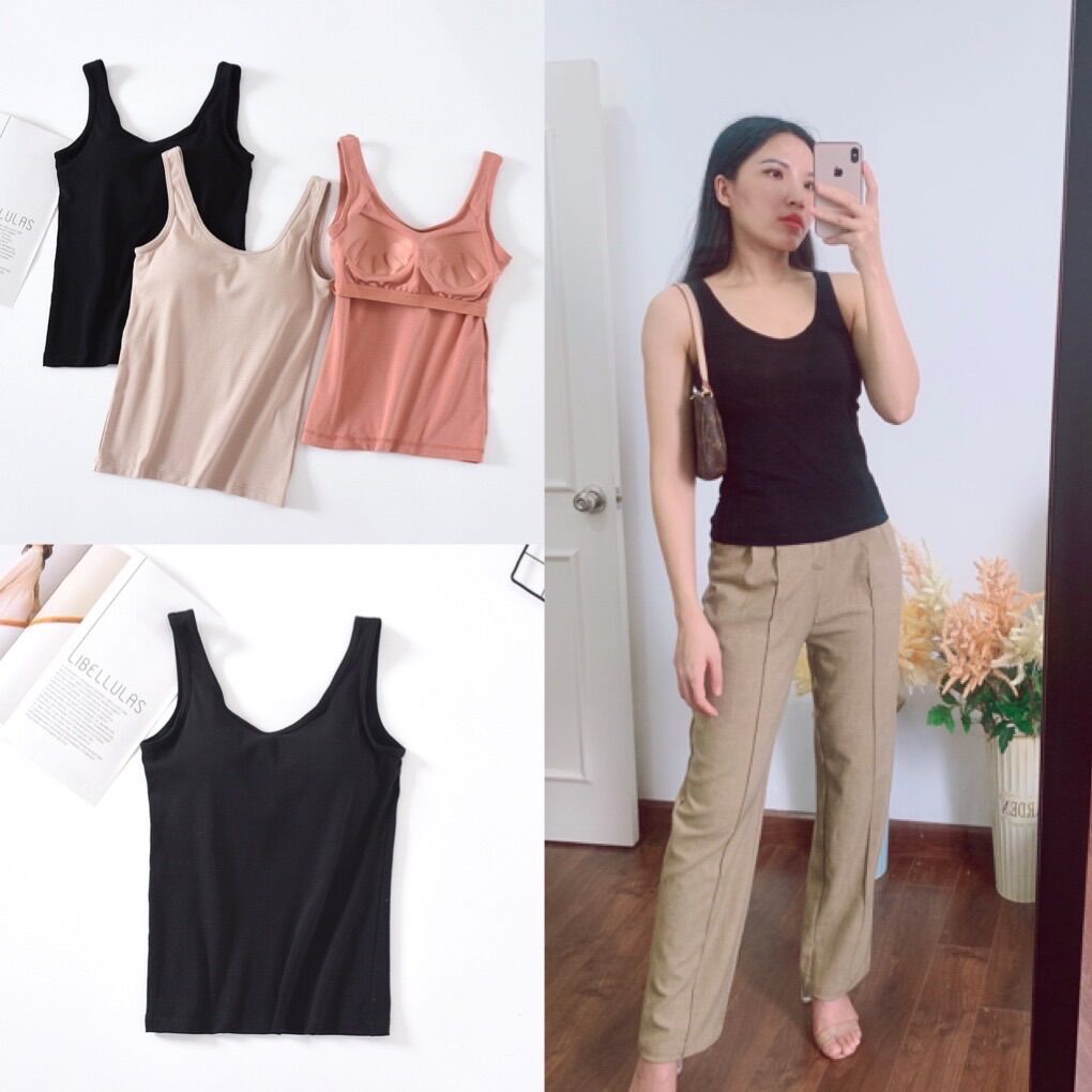 Áo 3 lỗ cotton có mút ngực