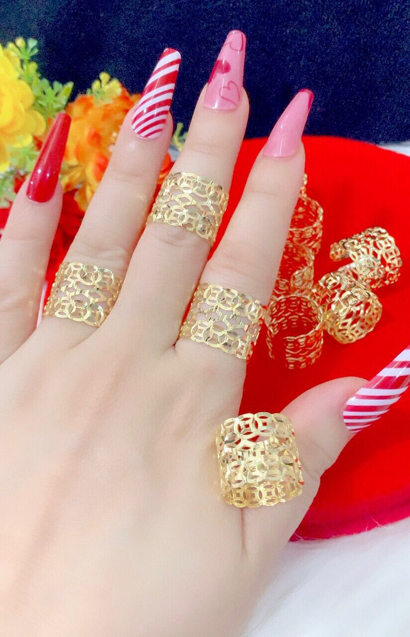 Nhẫn nữ kiểu kim tiền bản lớn mạ vàng 18k cao cấp mẫu mới về