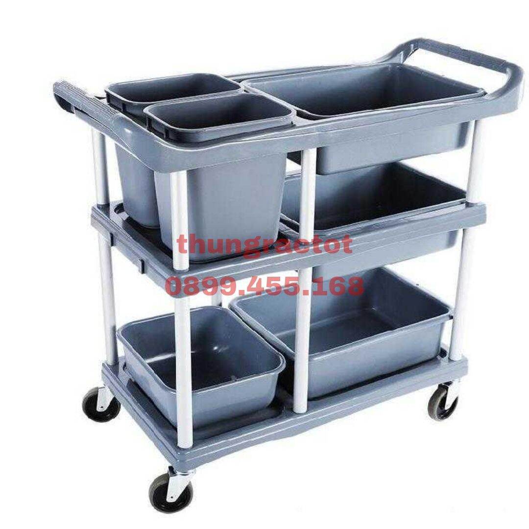Xe đẩy thu gom chén dĩa nhà hàng khách sạn