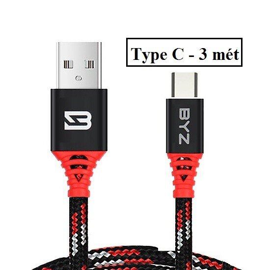 Cáp sạc nhanh type c byz bc-090t dây dù dài 3 mét
