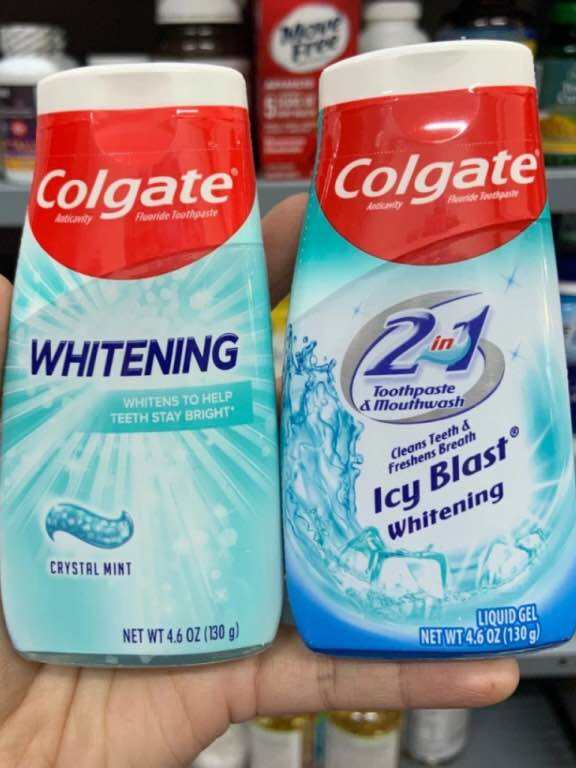 (Hàng Air USA date 2026)Kem đ‎á nh răng COLGATE 2in1 ToothPaste & Mouthwash‎ Icy Blast -Whitening 2 in 1 Crystal Mint 130g