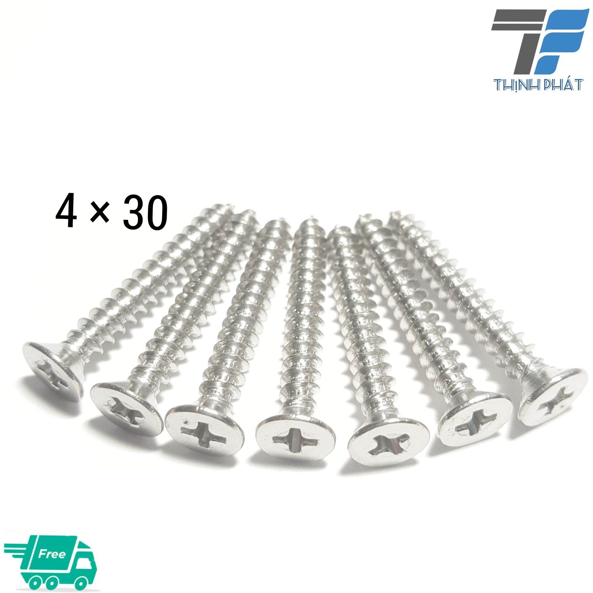 30 con vít inox 304 nguyên chất 4 * 30 [ đầu bằng ren thưa ] chọn  mua 30 , 50 hoặc 100 con sẽ rẻ hơn