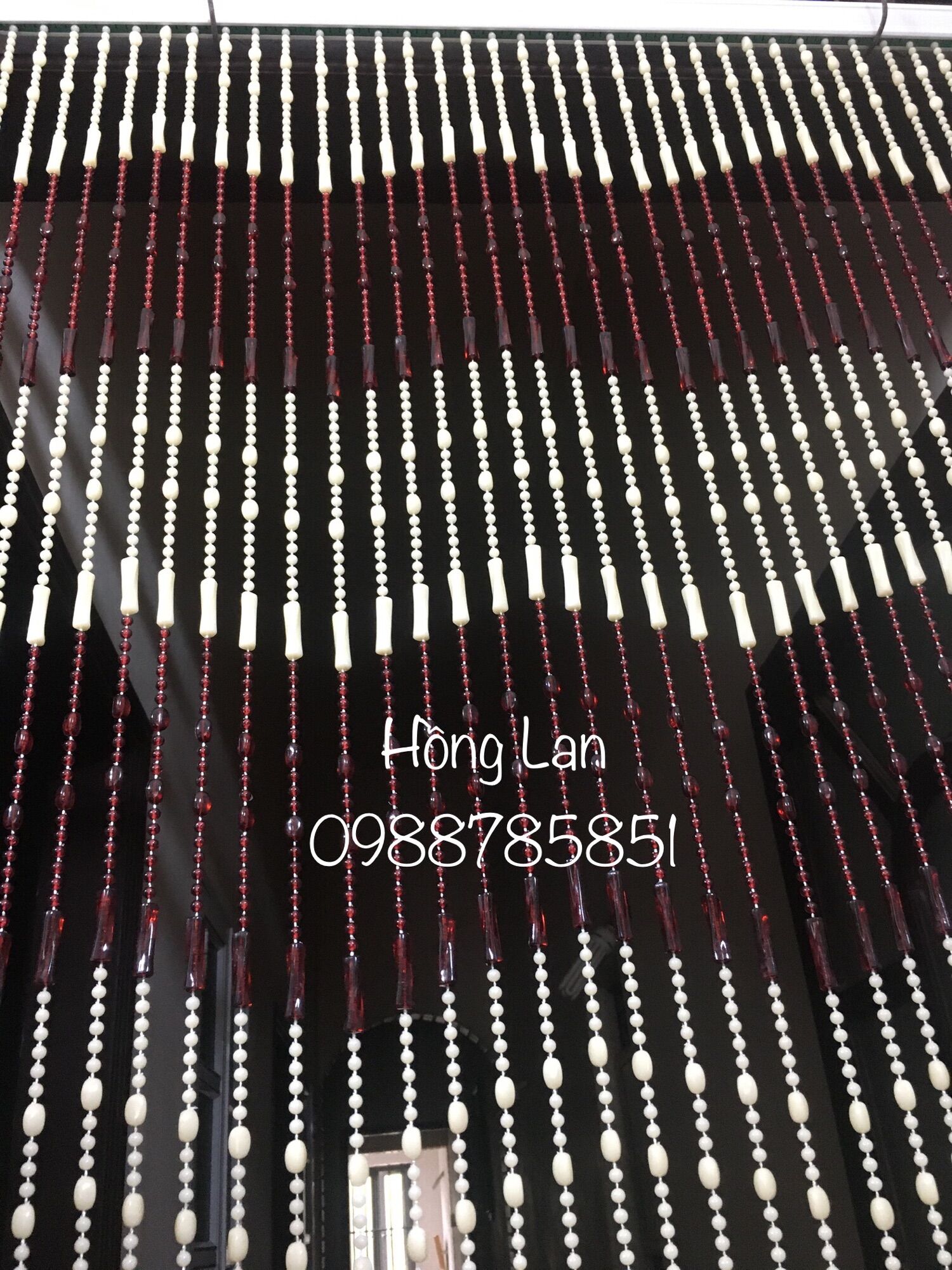 -Rèm hạt nhựa trắng kem-nâu có sẵn nhiều kích thước