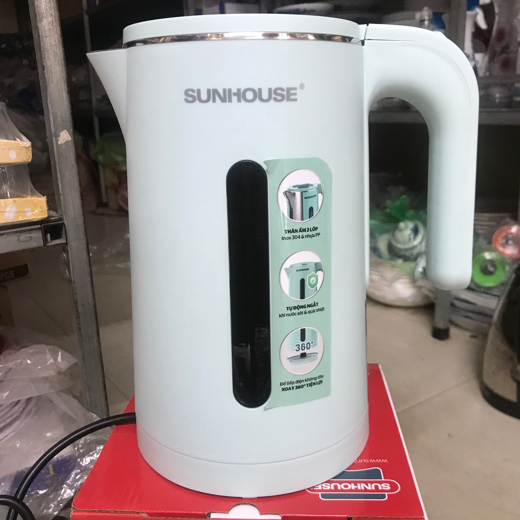 Ấm siêu tốc 2 lớp sunhouse shd-1351 công suất 1500w bảo hành 12 tháng