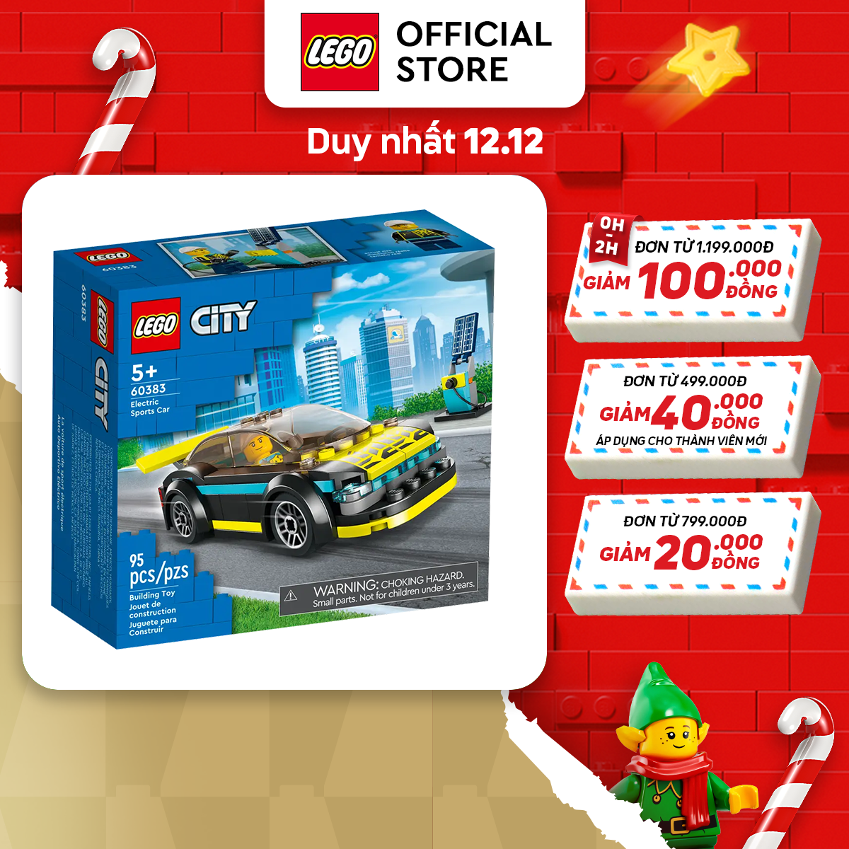 LEGO CITY 60383 Xe Đua Điện Thể Thao (95 Chi Tiết)