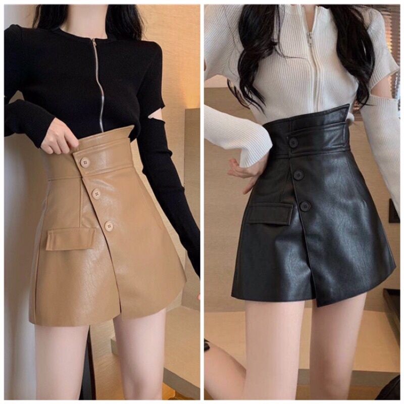 Quần váy da phối 3 cúc mới 626