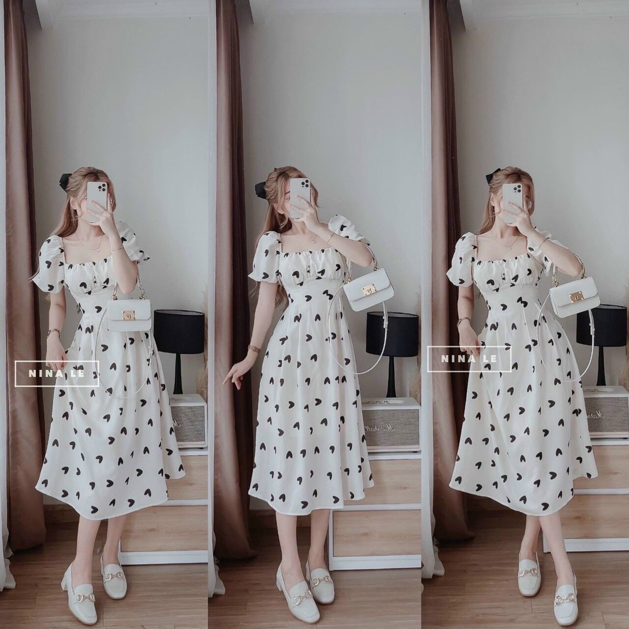 (SHOP TÁO ĐỎ BIGSIZE 50kg đến 90kg) ĐẦM TAY PHỒNG CỘT NƠ LƯNG BIGSIZE