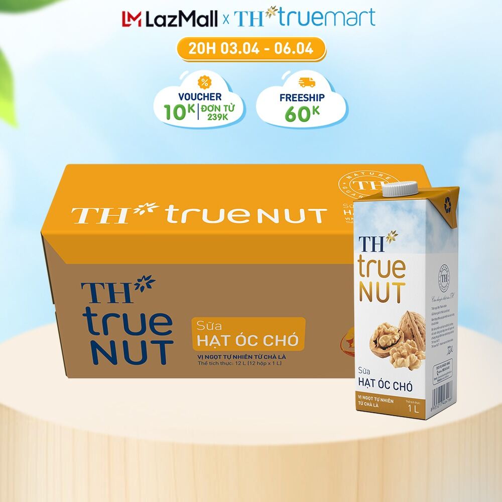 Thùng 12 hộp sữa hạt óc chó TH true NUT 1 L (1 L x 12)