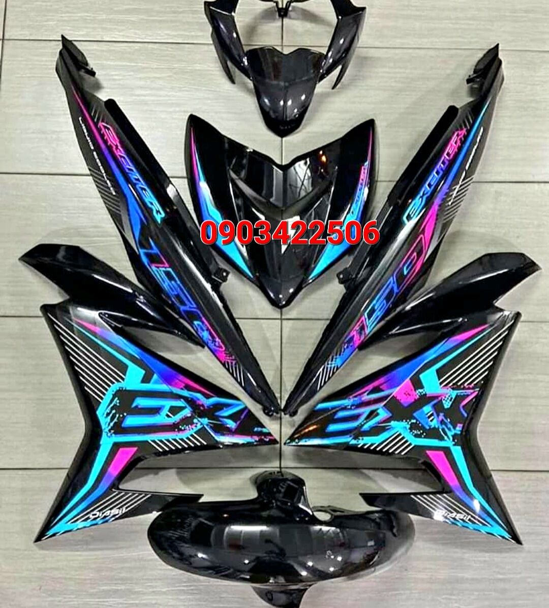 Tem rời exciter 150 đen phối nhiều màu siêu đẹp