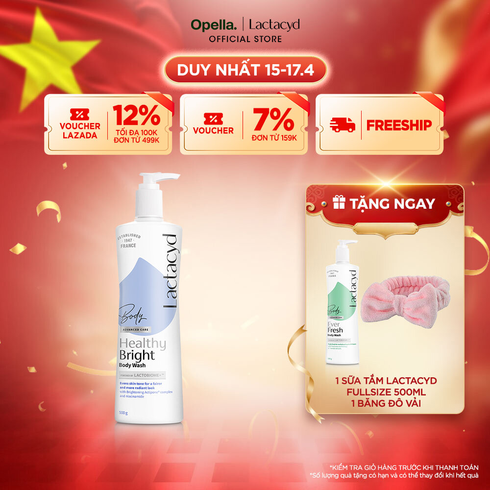 Sữa tắm Lactacyd Healthy Bright làm đều màu da, mang lại làn da sáng khỏe, rạng rỡ và tự tin