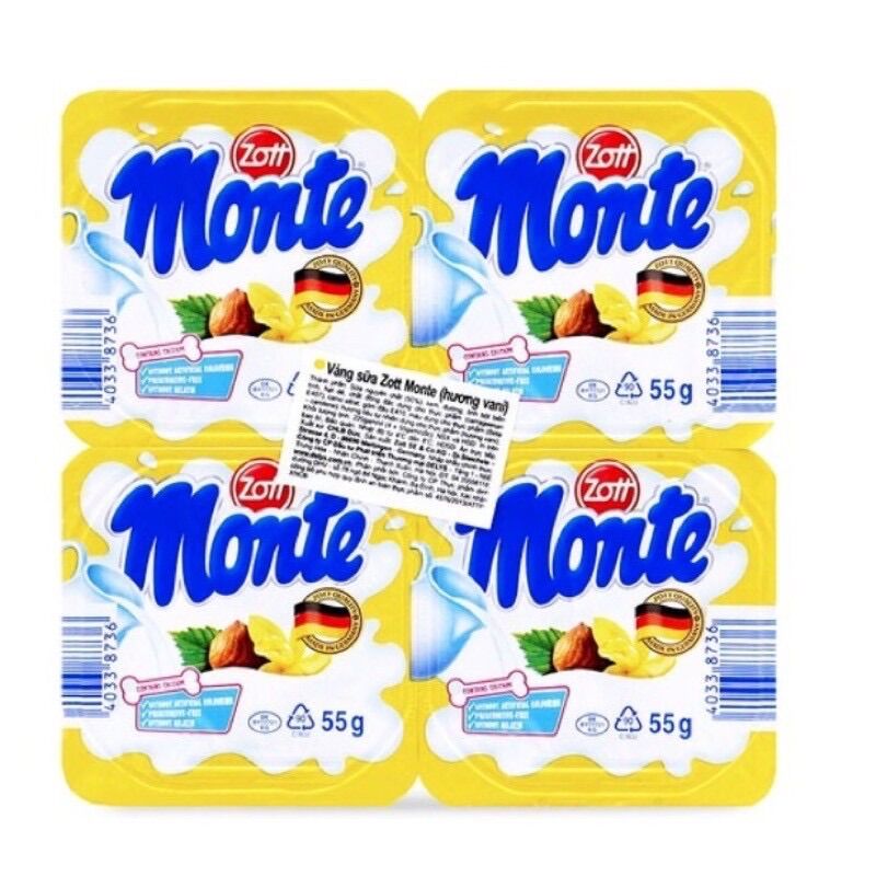 Lốc 4 hộp váng sữa Monte vani 55g
