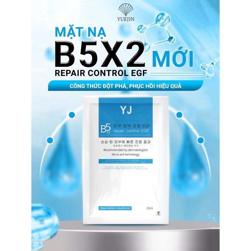 Mặt nạ Yuejin hàn quốc B5x2 Repair Control EGF (Trắng) (bản mới có hộp) cấp ẩm phục hồi làm dịu da