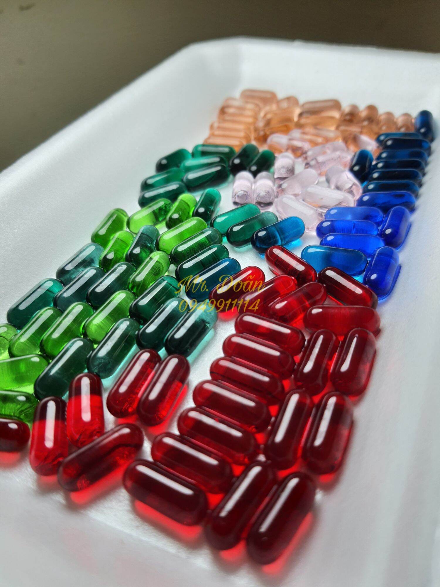 Bi nhộng thủy tinh 6x15mm nhiều màu sắc cho AE lựa chọn