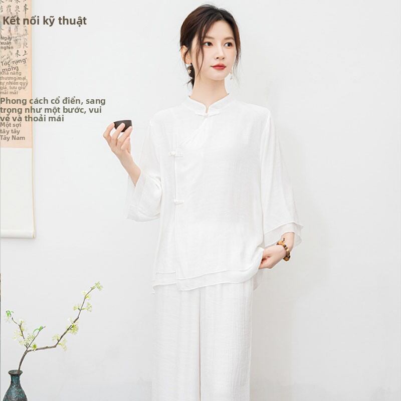 Bộ Đồ Thiền Nữ Phong Cách Trung Hoa Cổ Điển Cotton Mùa Hè 2023 Thiết Kế Giản Dị Cho Phụ Nữ Từ 18-25 Tuổi