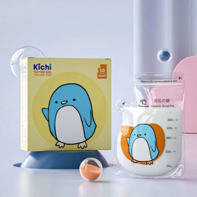 (Có vòi) Hộp 50 Túi trữ sữa mẹ 250ml KICHILACHI có vòi rót 1 bên KICHI K50V (Công nghệ Nhật) KC K510
