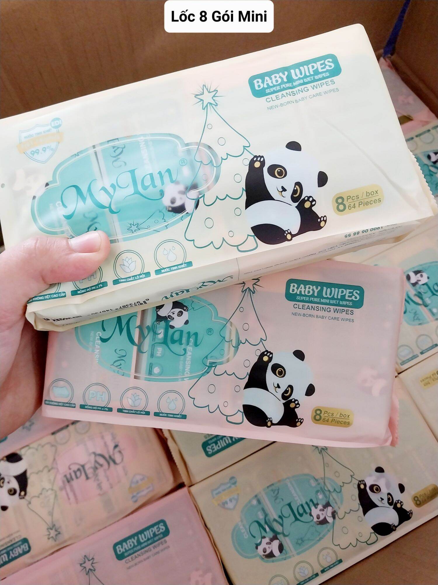 Khăn ướt mylan gói nhỏ 8 tờ/gói.