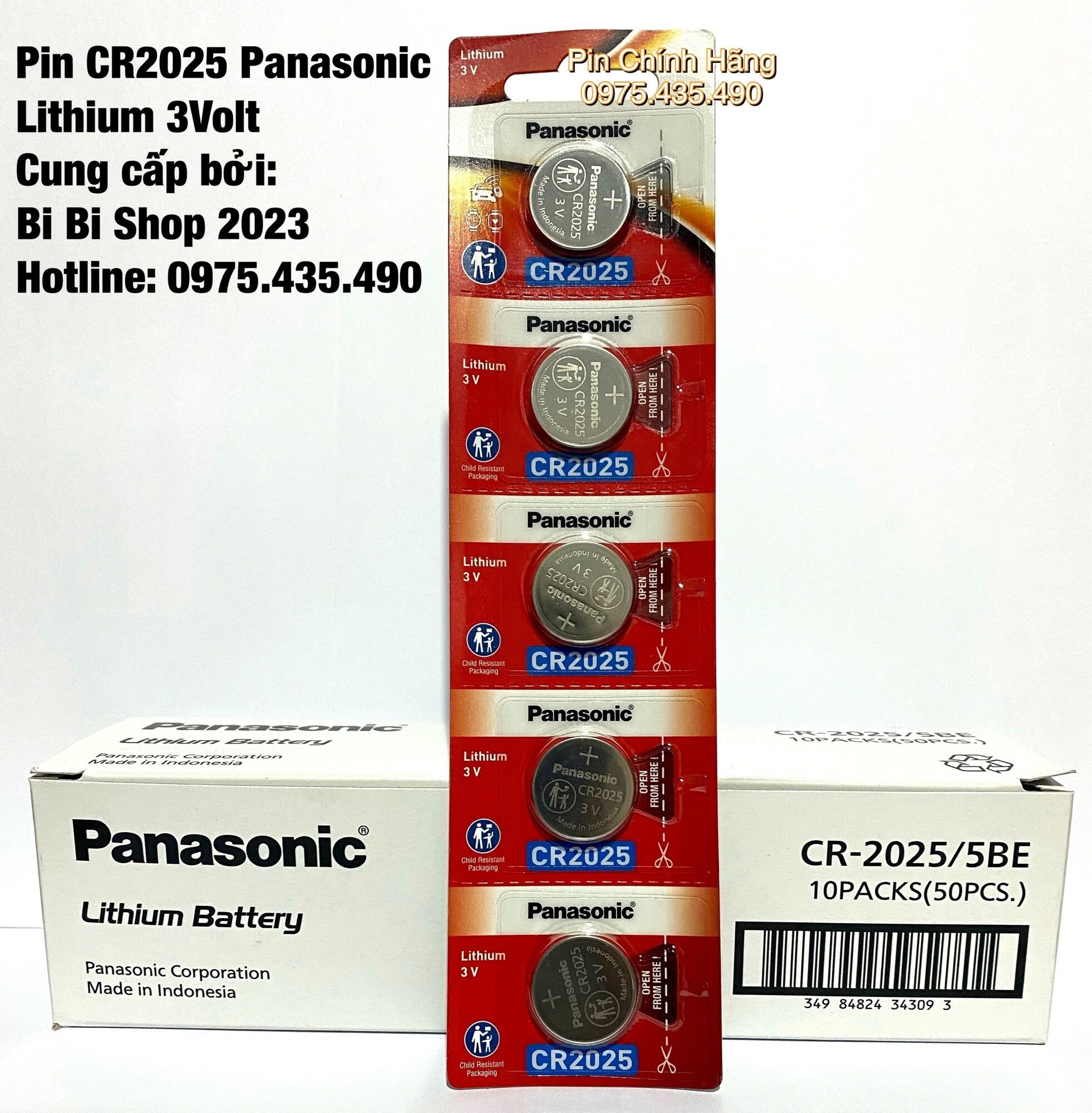 Pin CR2025 Panasonic Lithium 3V Chính Hãng Vỉ 5 Viên