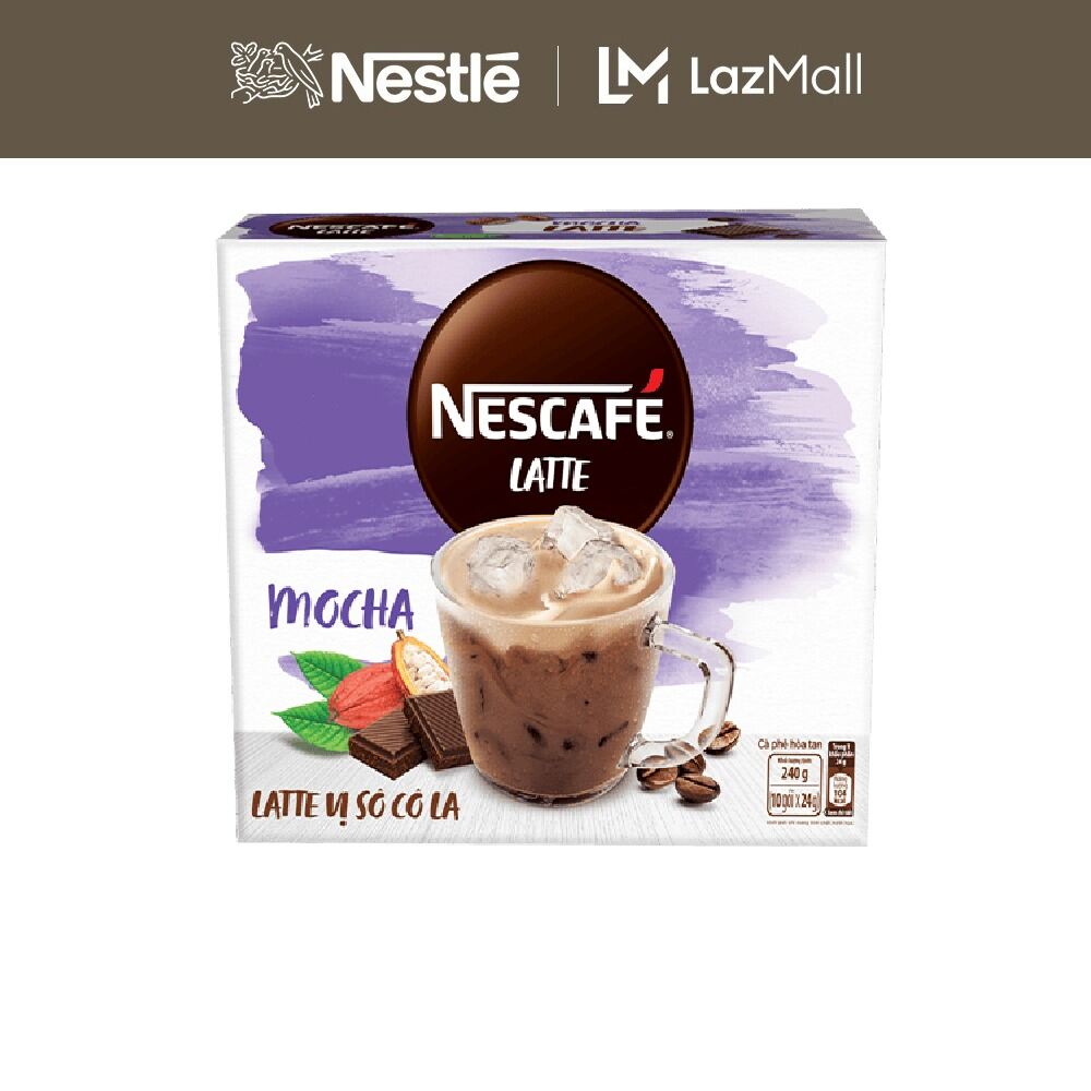 Cà phê hòa tan NESCAFÉ Latte Vị Sô cô la (Hộp 10 gói x 24g)
