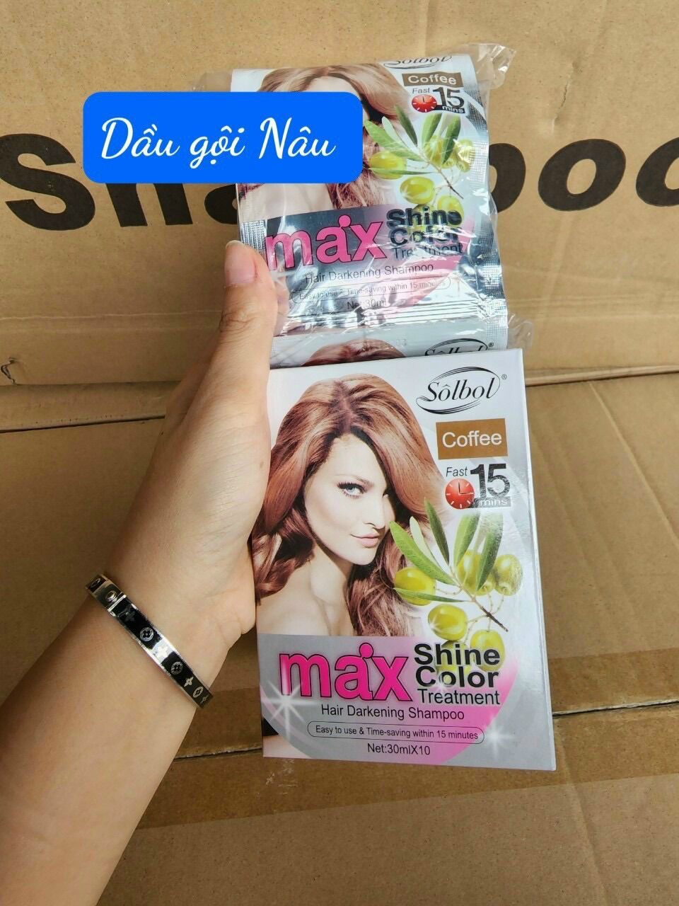 hộp 10 gói Dầu gội đen tóc thảo dược