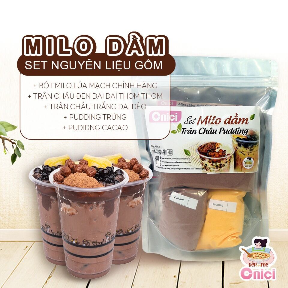 Set milo dầm trân châu - set lớn 10 - 15 ly loại ngon