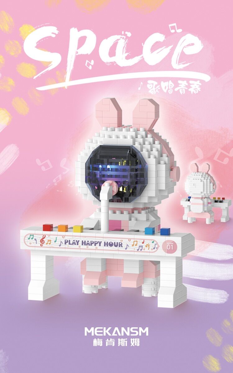 Lego đồ chơi lắp ráp mô hình có đèn thỏ phi hành gia đàn, hát - quà tặng bạn bè, trang trí bàn làm việc, decor bàn học - lego phi hành gia mẫu mới