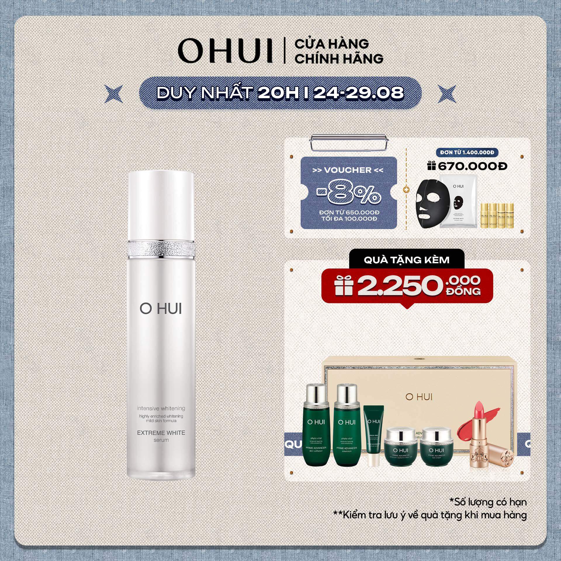 Tinh chất dưỡng trắng OHUI Extreme White Serum 45ml