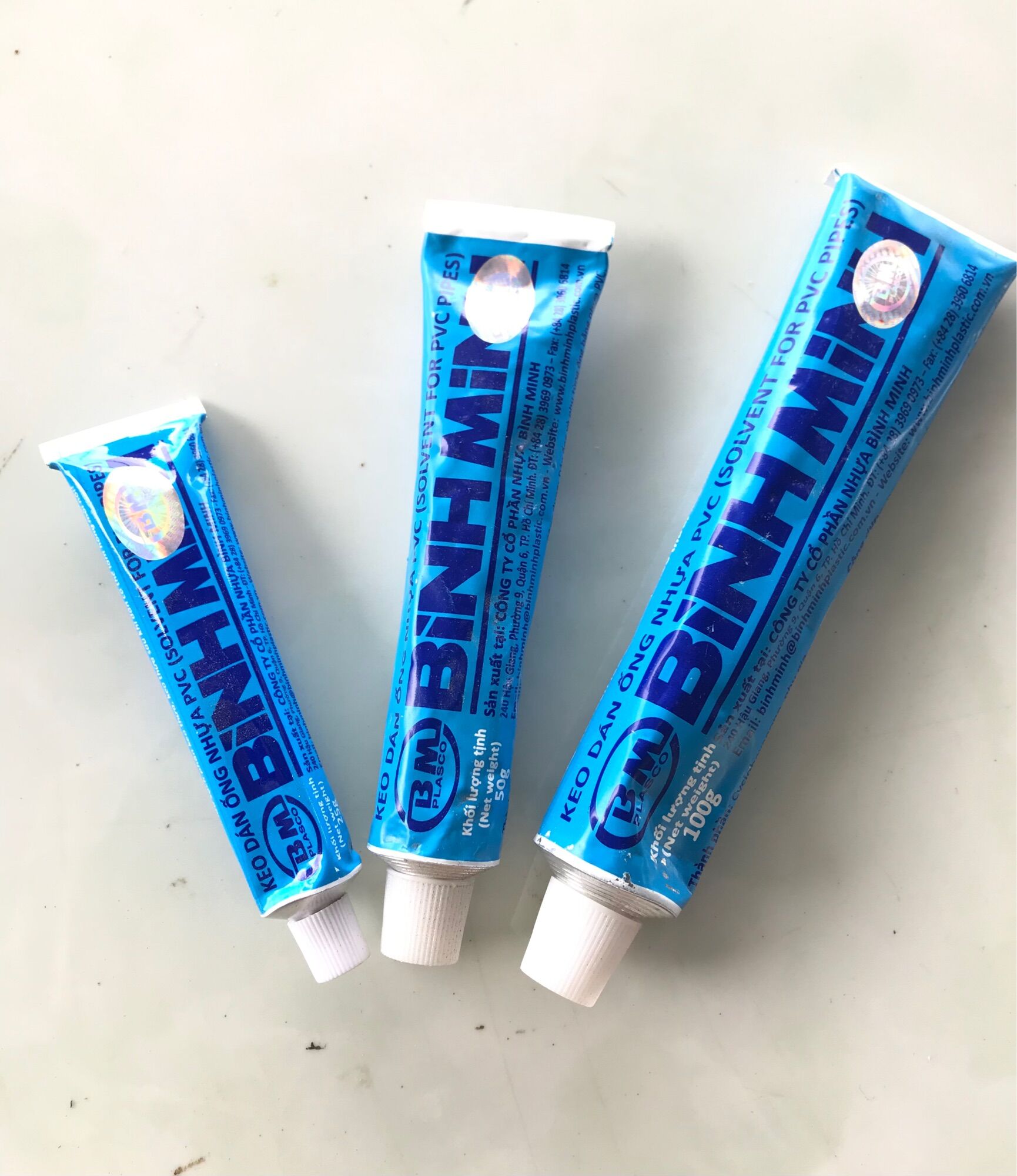 Keo bình minh dán ống nhựa pvc 25g,50g, 100g