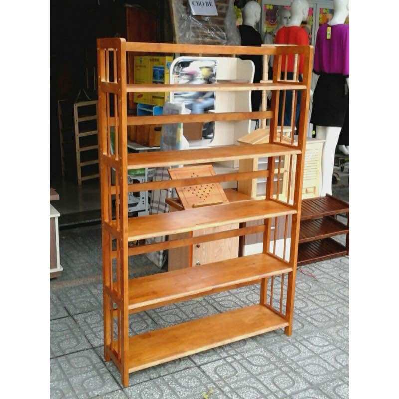 Kệ sách 5 tầng gỗ cao su lắp ráp - Kệ sách gỗ đa năng 5 tầng 47wood