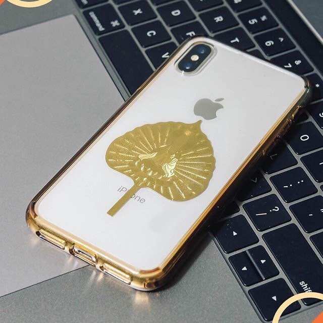 Lá bồ đề mạ vàng may mắn bình an để ví để túi