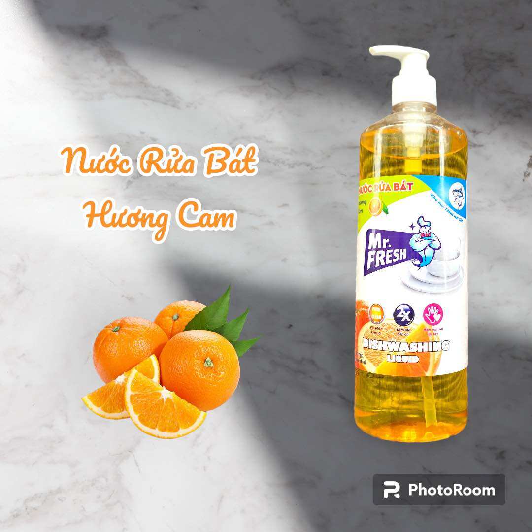 Nước Rửa Chén, Nước Rửa Bát Đậm Đặc Van Nhấn Mr Fresh 800ml (Đào, Cam, Trà Xanh, Quế)