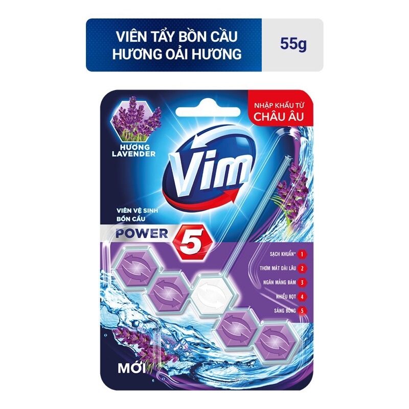 Viên tẩy bồn cầu vim power 5 oải hương 55g