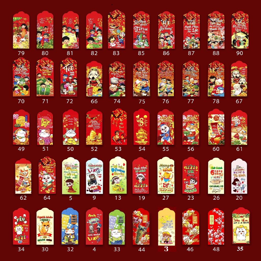 5 bao lì xì tết, bao lì xì truyền thống