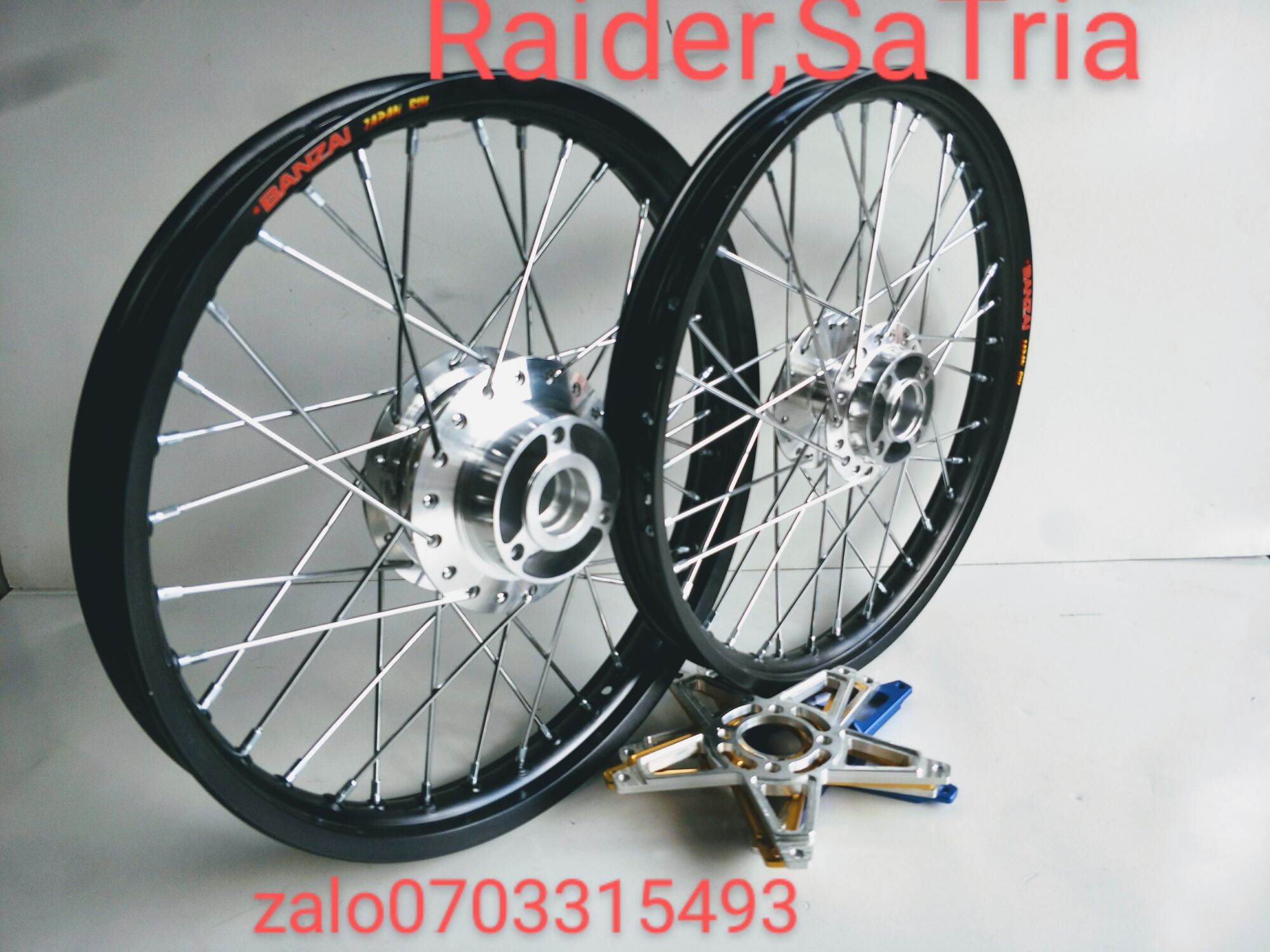[HCM] CẶP BÁNH CĂM RAIDER SATRIA NIỀNG BANZAI , DALE CÓ 7 MÀU SÀI LÒNG ĐĨA CNC GẮN LẠI ĐĨA RIN (TƯ VẤN SỐ ĐT SHOP TRÊN HÌNH)