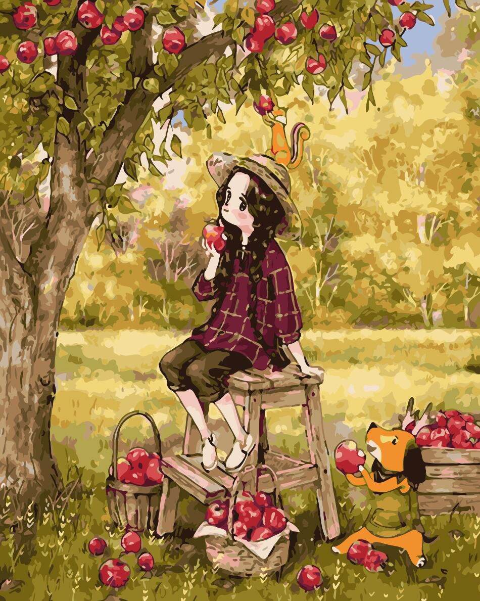 Tranh số hoá chibi dễ thương Có Khung 40x50 cm