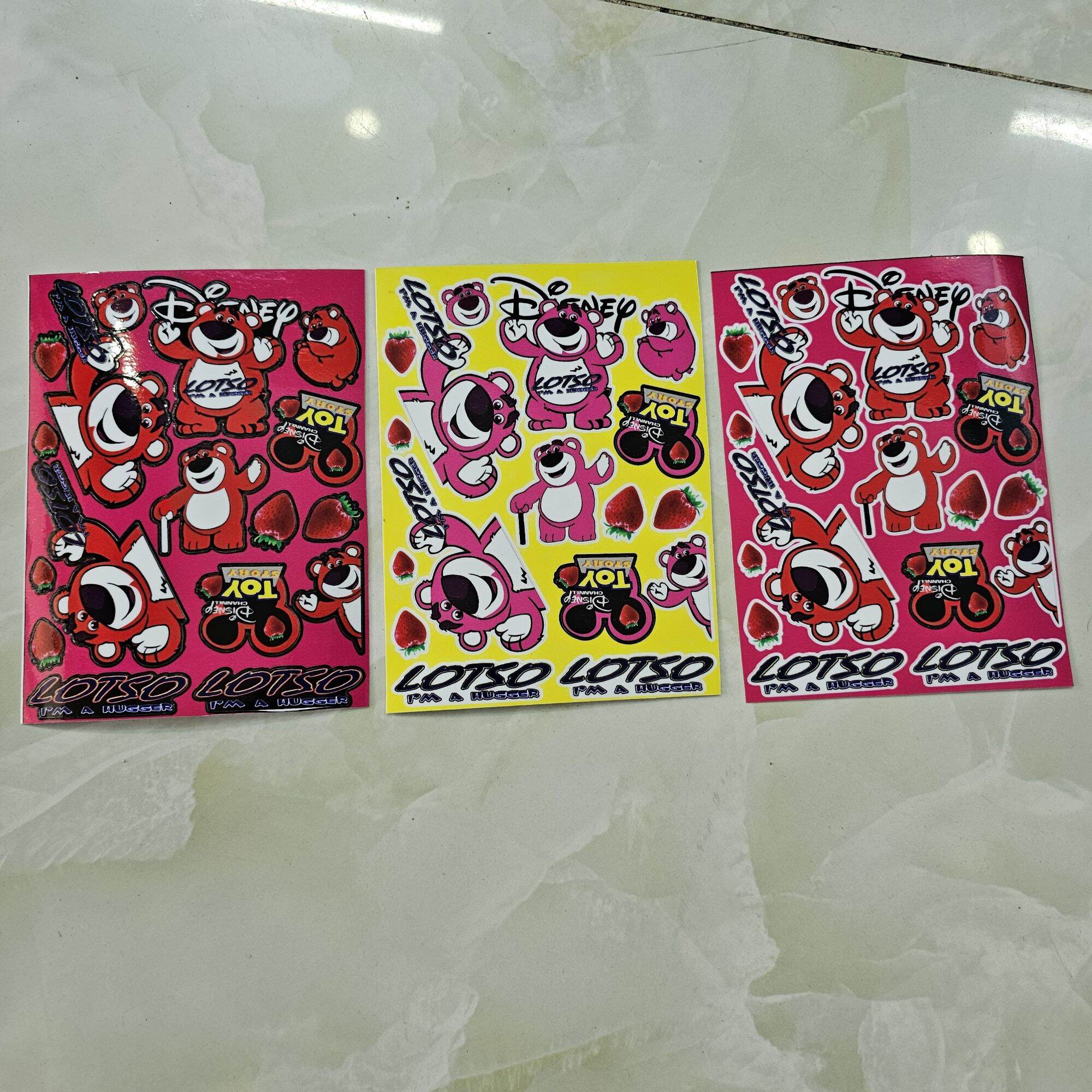 Combo tem logo sticker gấu dâu lotso mini dễ thương
