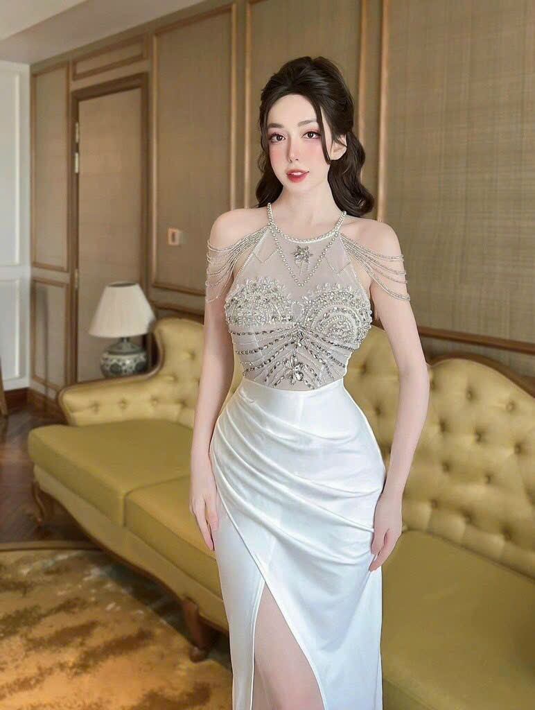 ĐẦM BODY YẾM CHUỖI VAI KẾT ĐÁ CAO CẤP