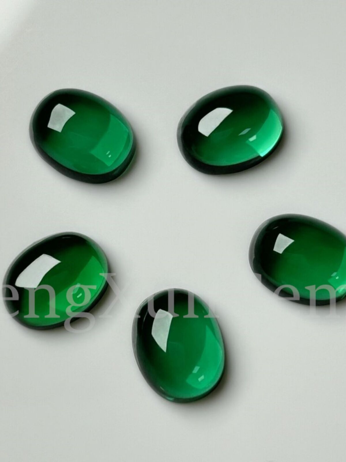 Green Jadeite Gemstone Oval Shape Smooth Bottom Unset Ring Face Pendant Womens Style Original Design