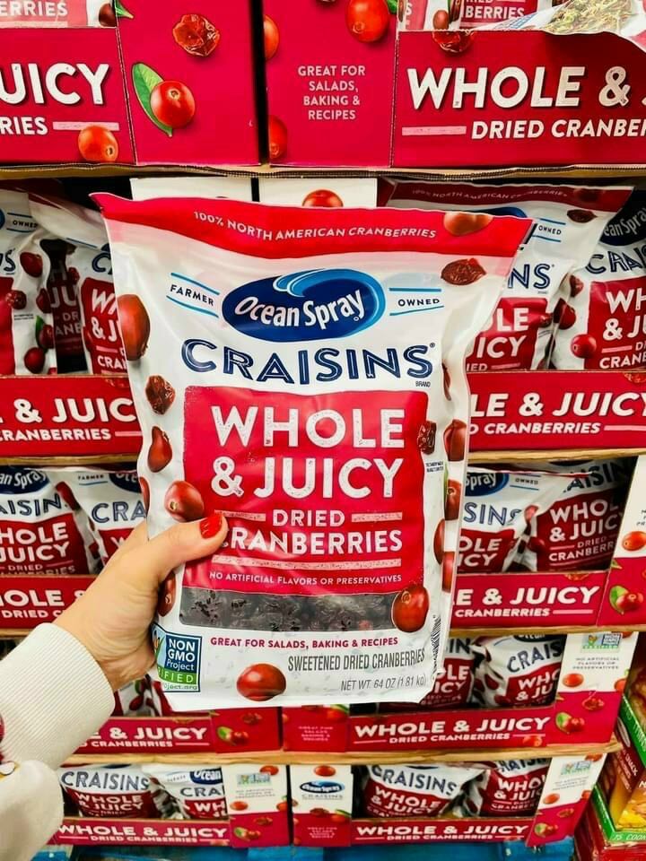 Nam Việt quất sấy khô Mỹ CRAISIN WHOLE &JUICY BỊCH 1.81KG