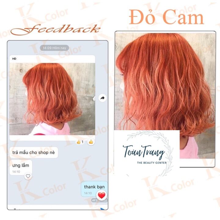 Thuốc nhuộm tóc màu Đỏ Cam | ( tặng kèm oxy và gang tay)