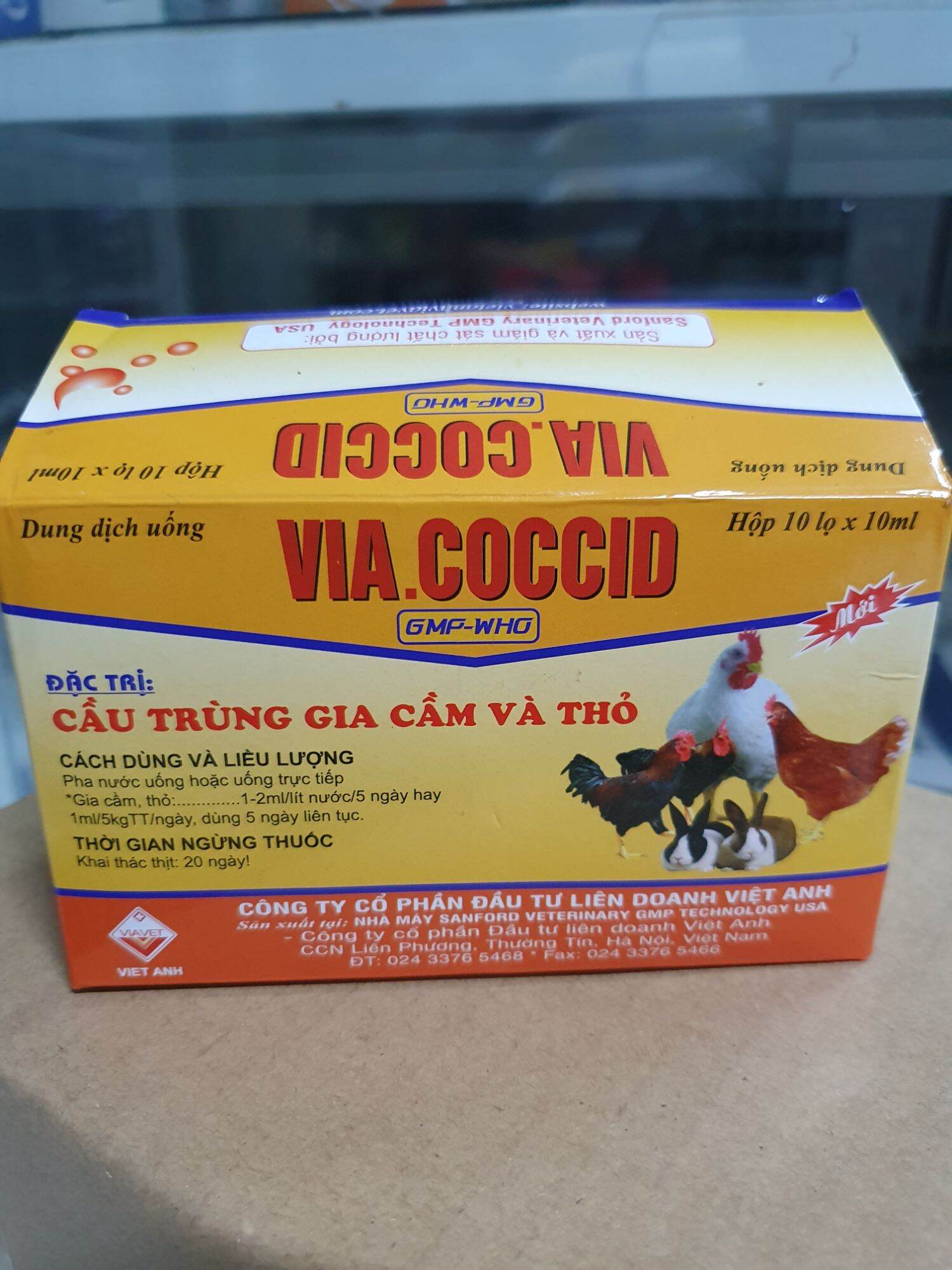 5 lọ Via coccid 10ml cầu trùng gà, thỏ