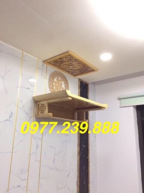 bàn thờ gỗ sồi 89cm full bộ vàng nhạt