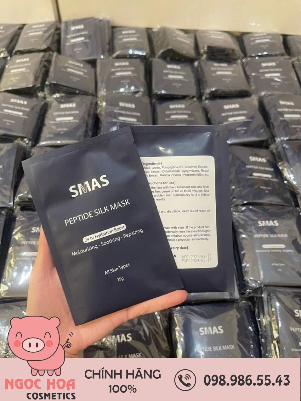 Mặt nạ cấp ẩm, phục hồi da smas peptide silk mask 24h hydration