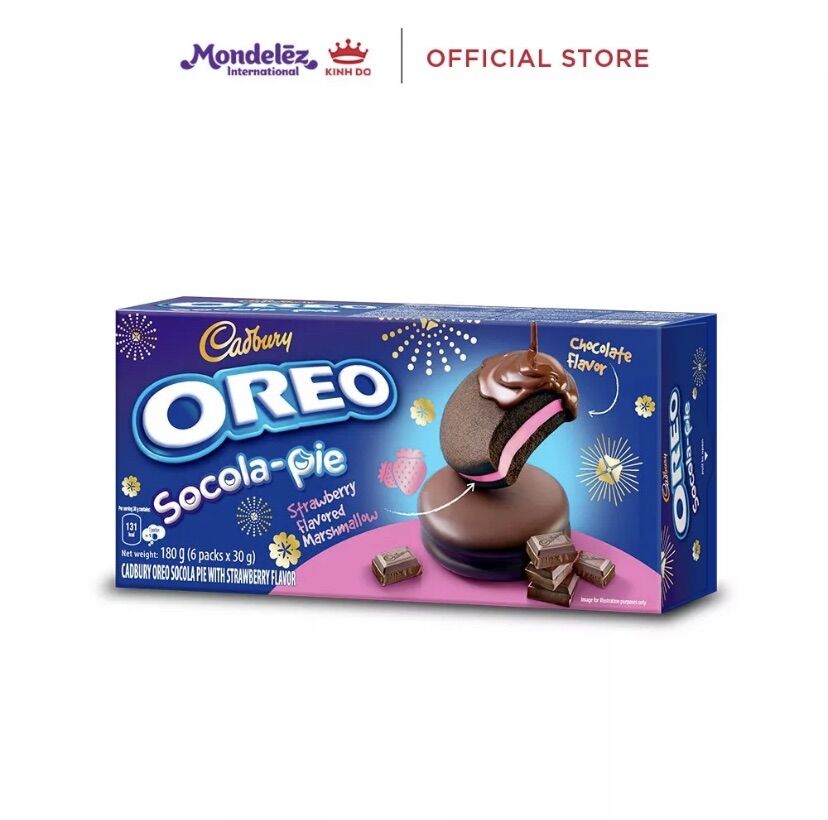COMBO 6 CÁI BÁNH OREO PHỦ SOCOLA-PIE VỊ DÂU 180G