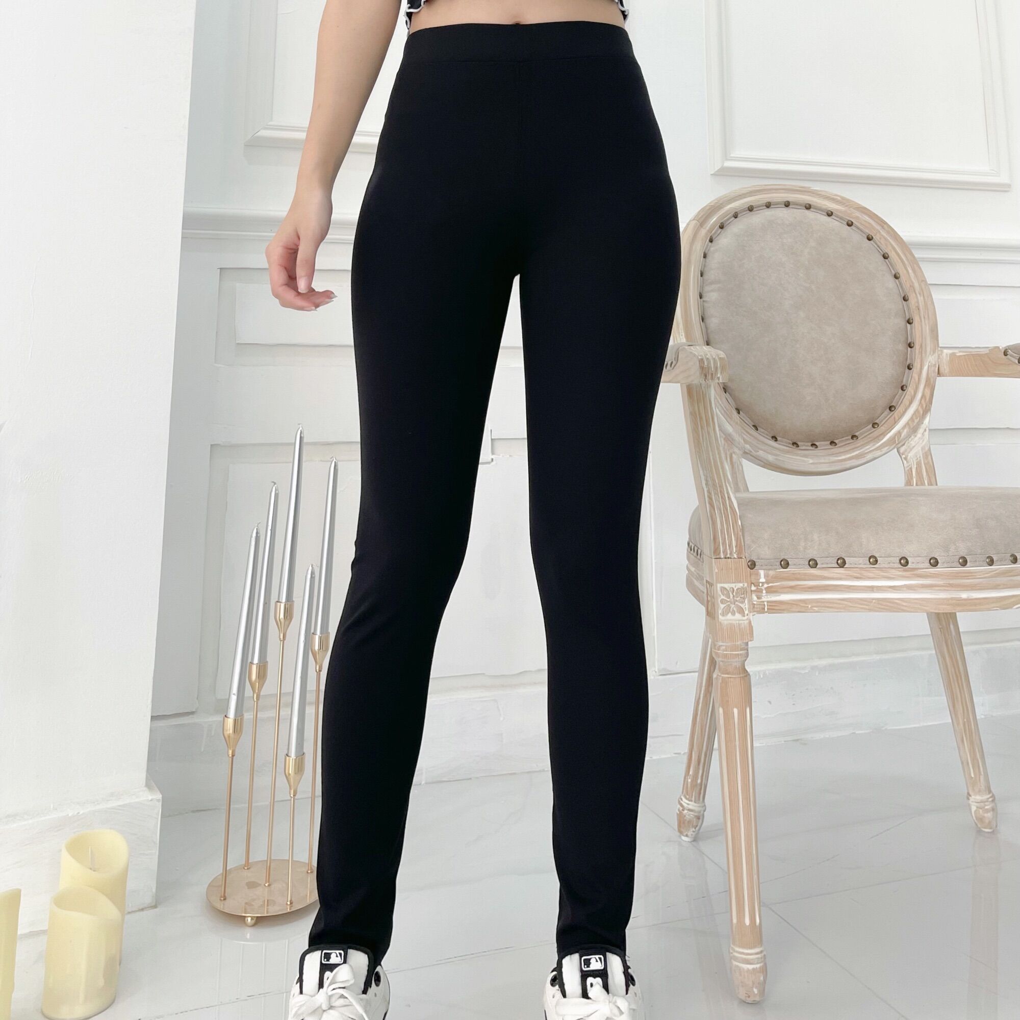 Quần legging nữ lưng cao cạp chun chất vải Umi co giãn