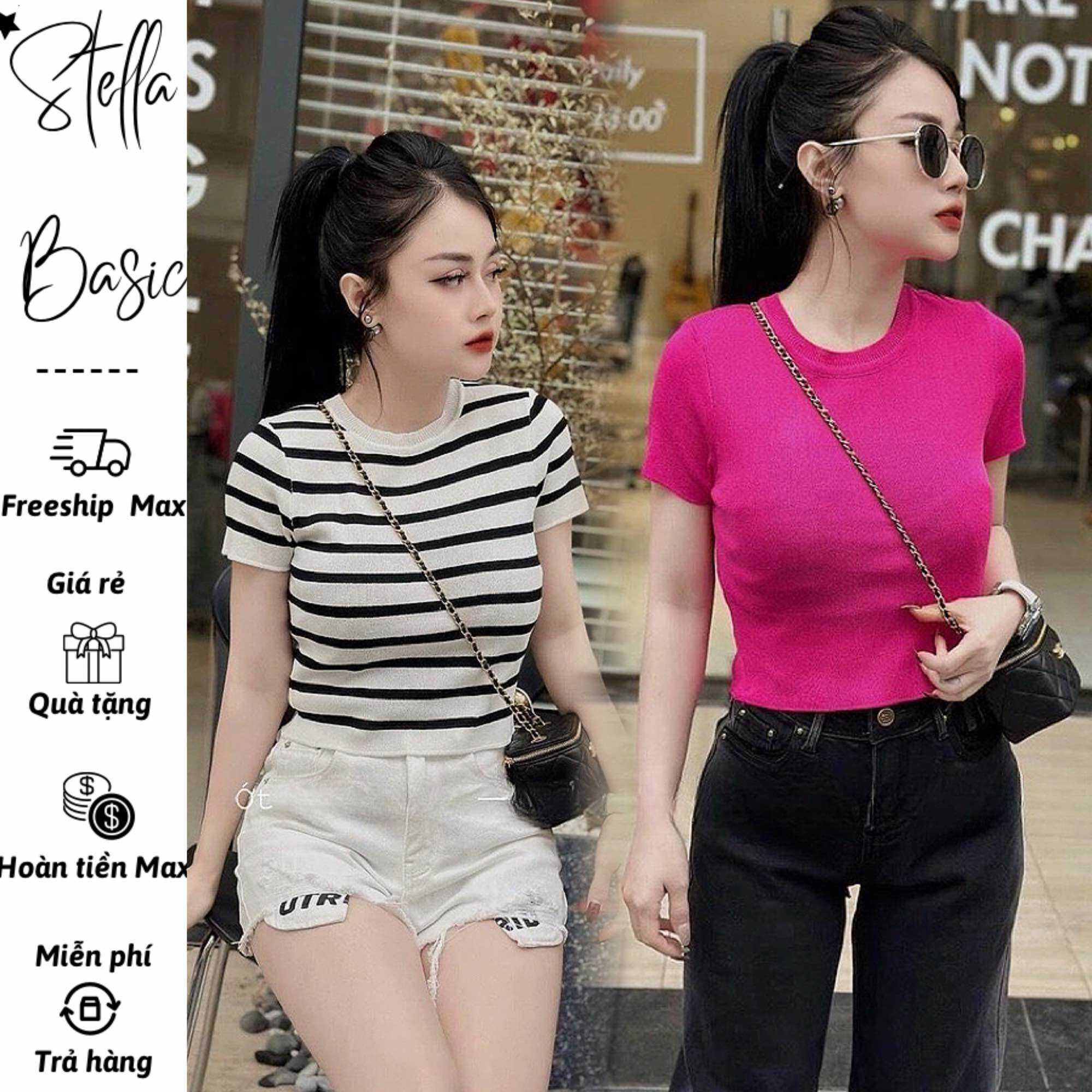 Áo Thun Nữ Cổ Tròn Dáng Lửng Vừa Chất Mông Tơ Ghi Mix Thun, Áo Thun ZR Co Giãn Dệ Kim Mặc 4 Mùa