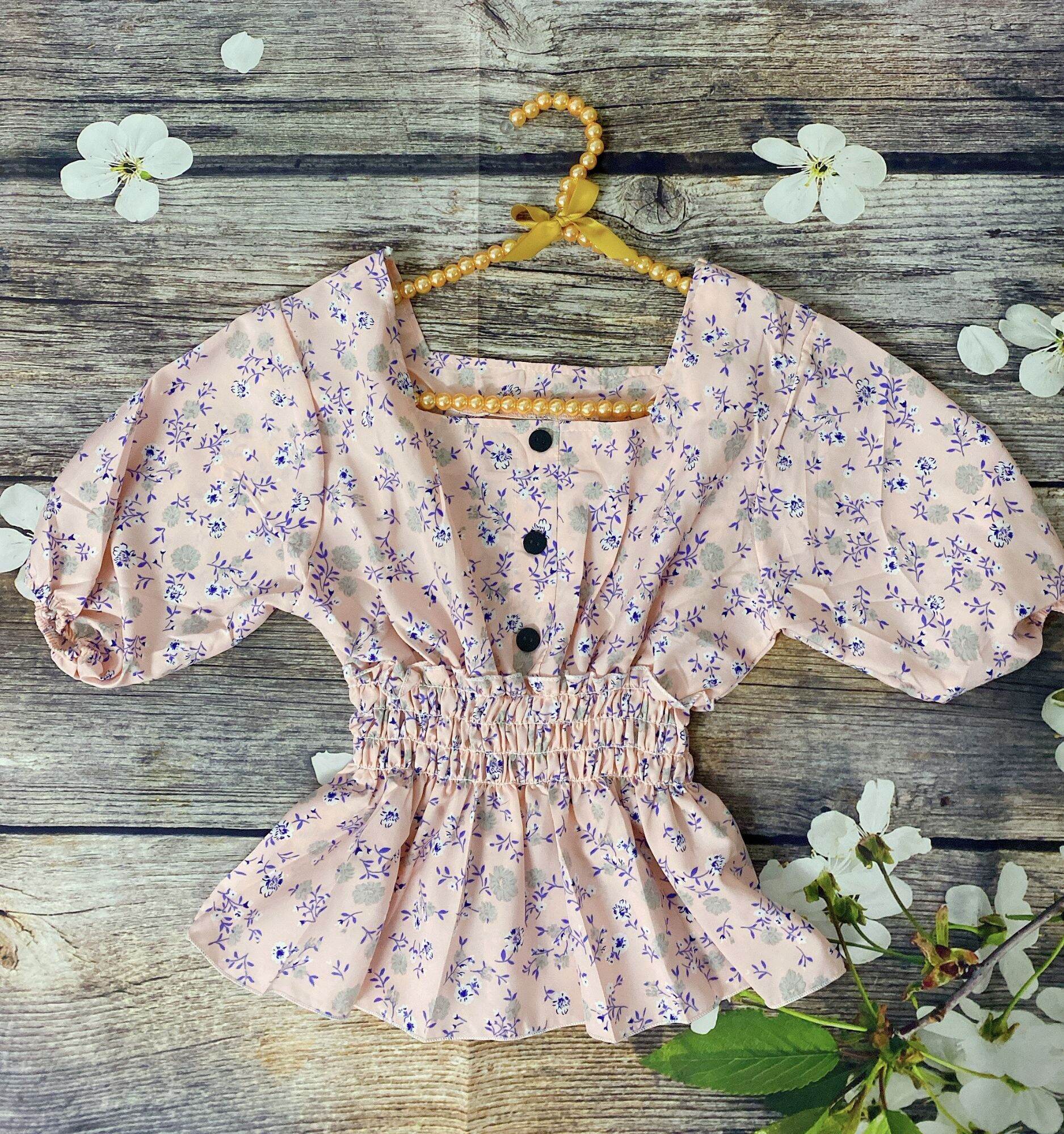 ❤️Áo Nữ Hoa Đính Cúc Đủ Màu Tiểu Thư Chất Lụa Thái