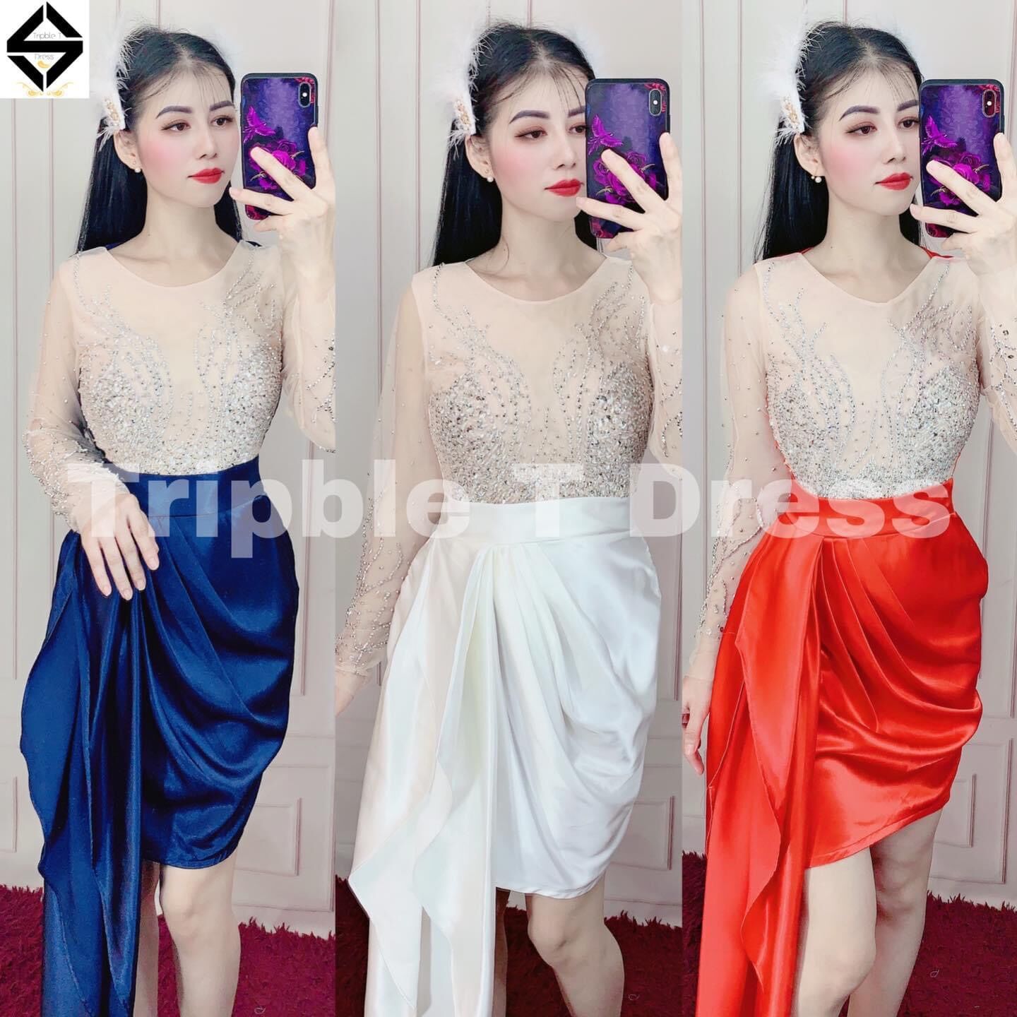 ĐẦM BODY PHỐI BÈO KẾT PHA LÊ ( ảnh thật )